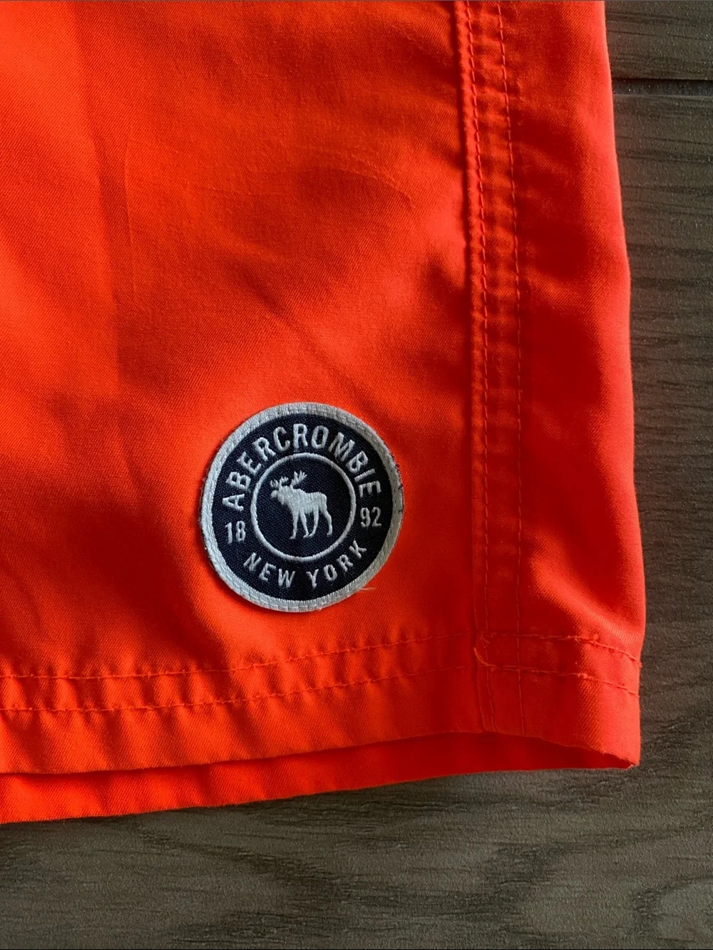 Abercrombie Kids Boys Color Changing Swim Trucks - Neon Orange w/Moose Graphic